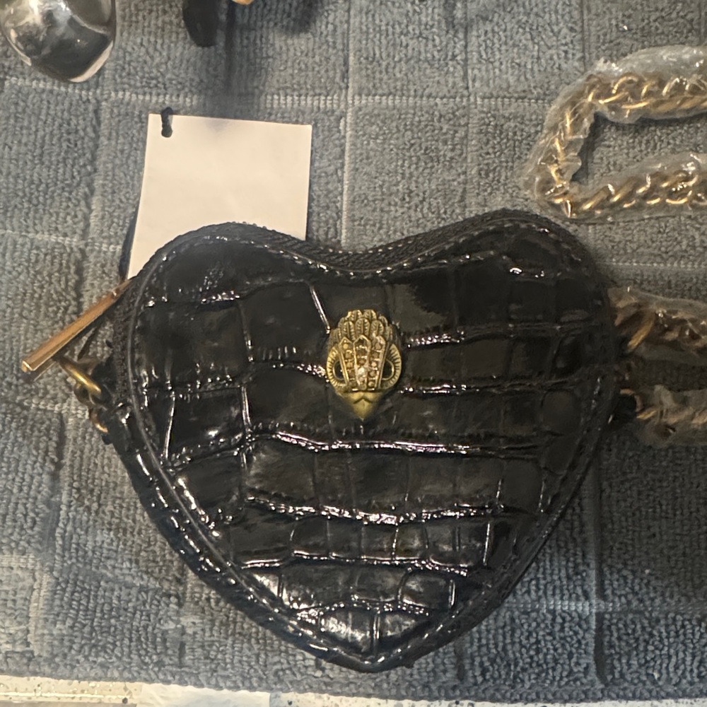 Kurt Geiger Black Croc-Embossed Heart Bag